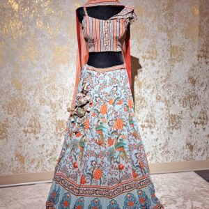 Designer Lehenga Choli Red & Blue Punjabi Party wear Wedding Dresses Ladies Girls Ethnic Wear Indian Boutique