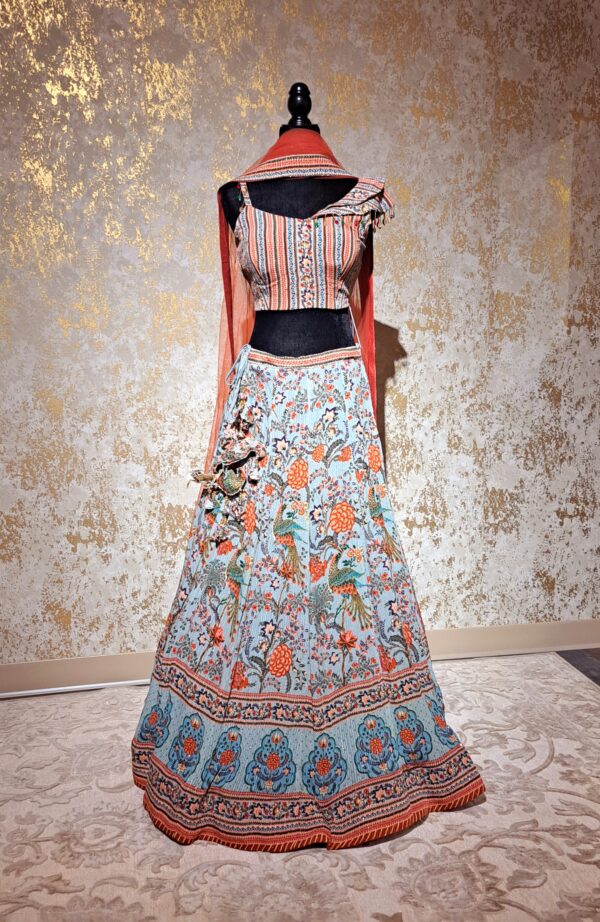 Designer Lehenga Choli Red & Blue Punjabi Party wear Wedding Dresses Ladies Girls Ethnic Wear Indian Boutique