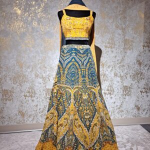 Designer Partywear Teal Green & Yellow Digital Printed Lehenga Choli Ladies Girls Ethnic Wear Dresses Indian Boutique