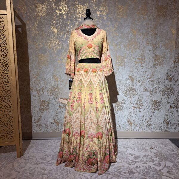 Designer Yellow Green Party wear Stylish Digital Floral Printed Lehenga Choli Ladies Ethnic Wear Dress Indian Boutique