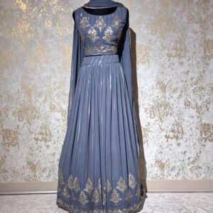 Gray Georgette Designer Lehenga Punjabi Party Weeding Dress Ladies Girls Ethnic Wear Indian Boutique