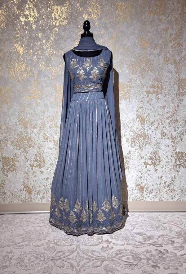 Gray Georgette Designer Lehenga Punjabi Party Weeding Dress Ladies Girls Ethnic Wear Indian Boutique