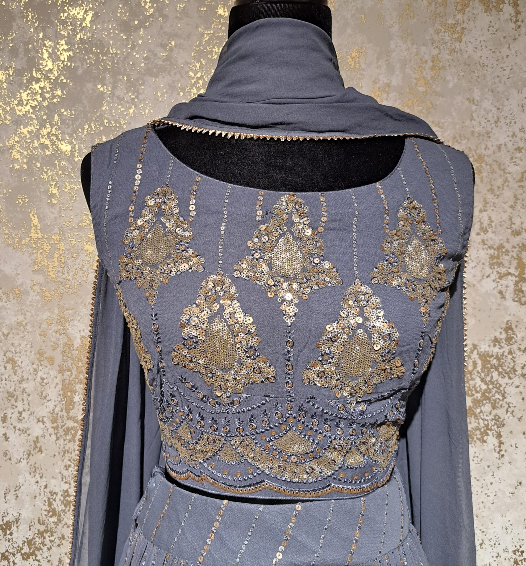 Gray Georgette Designer Lehenga Punjabi Party Weeding Dress Ladies Girls Ethnic Wear Indian Boutique - Image 3