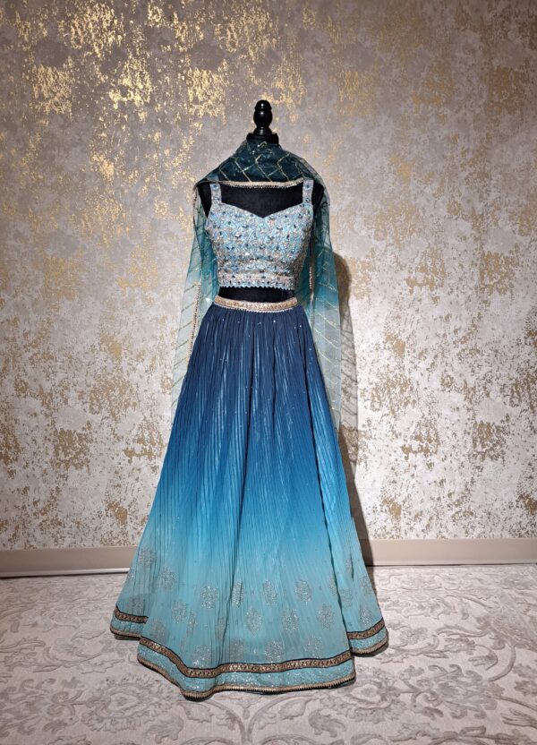 Designer Partywear Heavy Sequence Embroidered Sky Blue Lehenga Choli Ladies Ethnic Wear Dress Indian Boutique