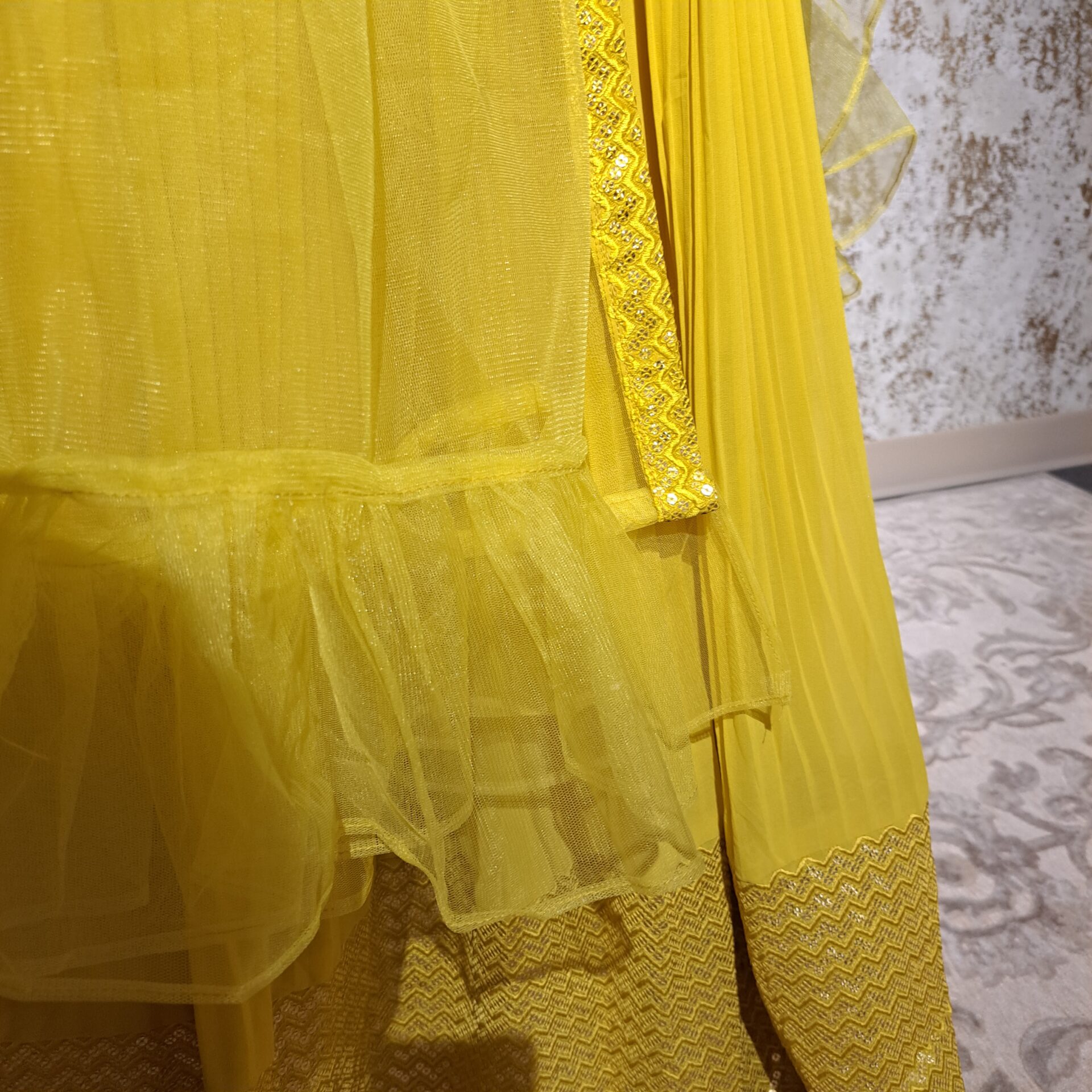Designer Party wear Heavy Sequence Yellow Embroidered Lehenga Choli Ladies Ethnic Wear Dress Indian Boutique - Image 5