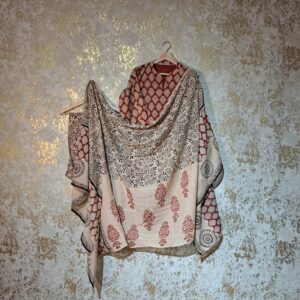 Designer Maroon Beige Floral Block Printed Pure Cotton Casual Trouser Suit with Dupatta Dresses