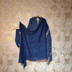 Designer Navy Blue Block Printed Pure Cotton Casual Salwar Suit with Dupatta Dresses