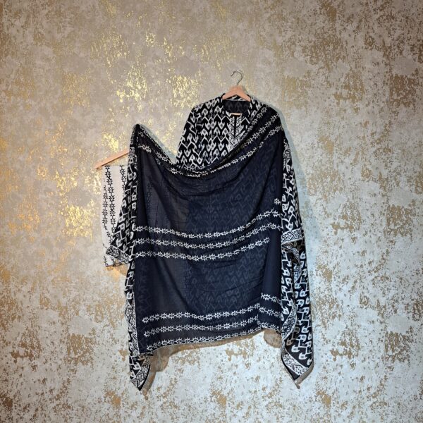 Black Designer Block Printed Pure Cotton Casual Trouser Suit with Dupatta Dresses