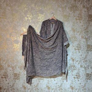 Designer Grey Block Printed Pure Cotton Casual Trouser Punjabi Suit with Dupatta Dresses