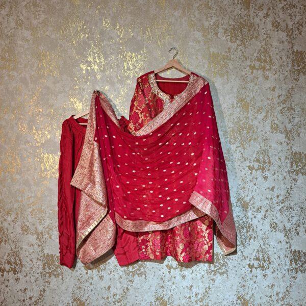 Designer Trouser Suit with Dupatta Punjabi Party-wear Dresses Ladies Girls Ethnic Wear Indian Handmade Boutique