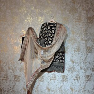 Designer Black Silk Party-wear Trouser Suit with Dupatta Dresses Ladies Girls Ethnic Wear Indian Handmade Boutique