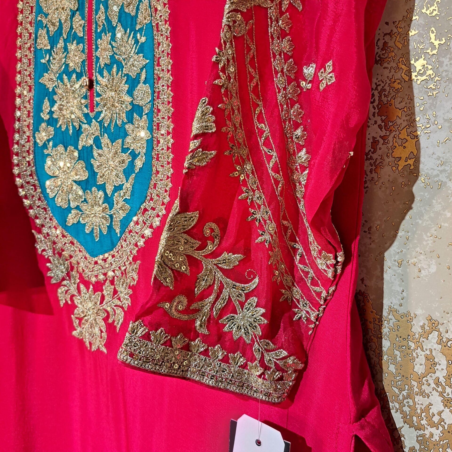 Designer Pink Firozi Salwar Suit With Dupatta Punjabi Party Wear Dresses Ladies Girls Ethnic Wear Indian Handmade Boutique - Image 4