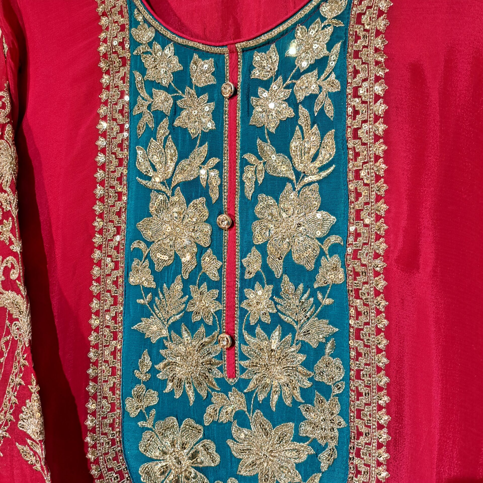 Designer Pink Firozi Salwar Suit With Dupatta Punjabi Party Wear Dresses Ladies Girls Ethnic Wear Indian Handmade Boutique - Image 5