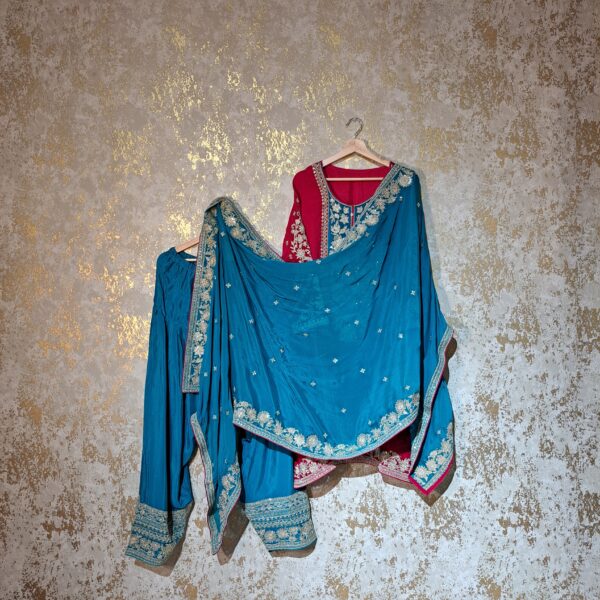 Designer Pink Firozi Salwar Suit With Dupatta Punjabi Party Wear Dresses Ladies Girls Ethnic Wear Indian Handmade Boutique