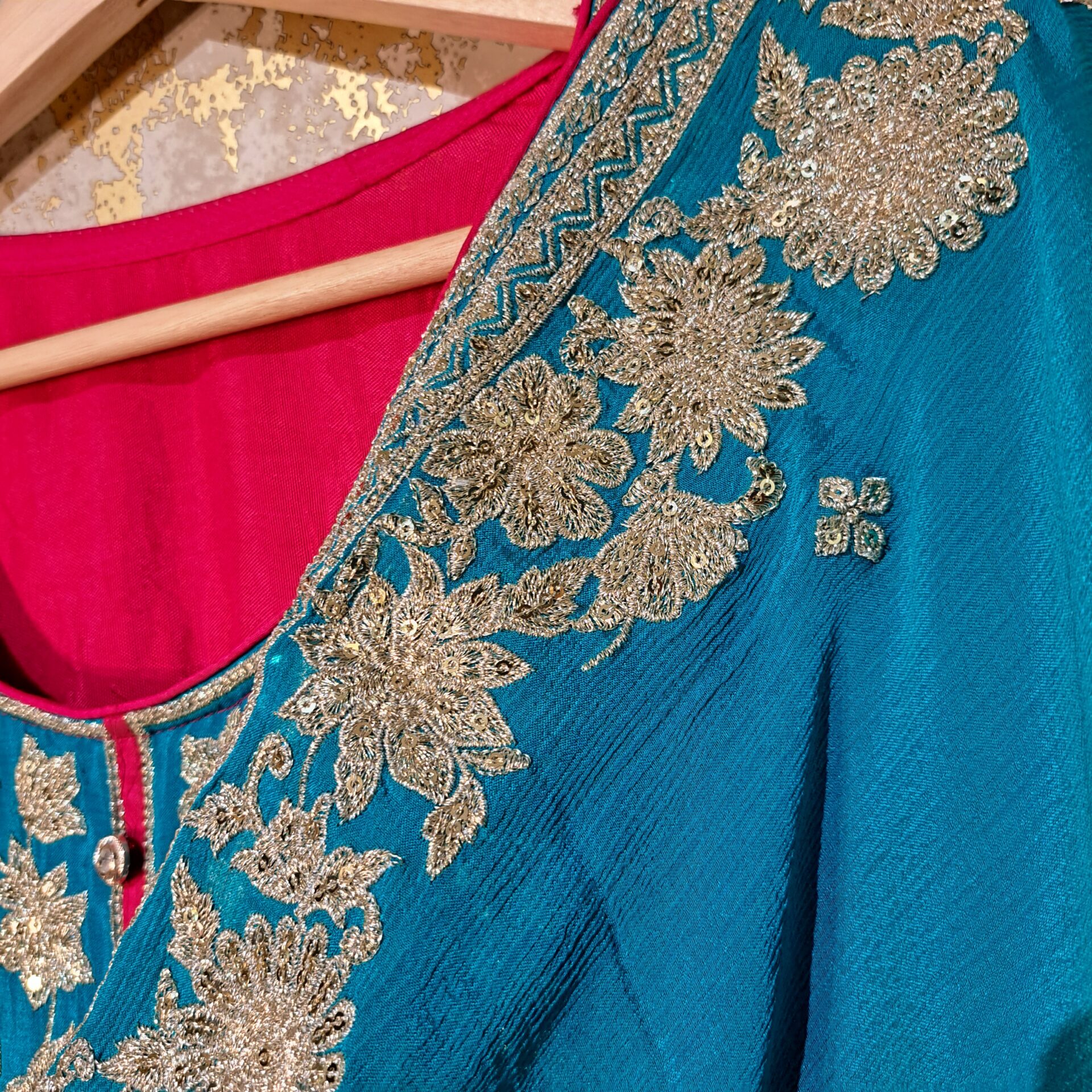 Designer Pink Firozi Salwar Suit With Dupatta Punjabi Party Wear Dresses Ladies Girls Ethnic Wear Indian Handmade Boutique - Image 8