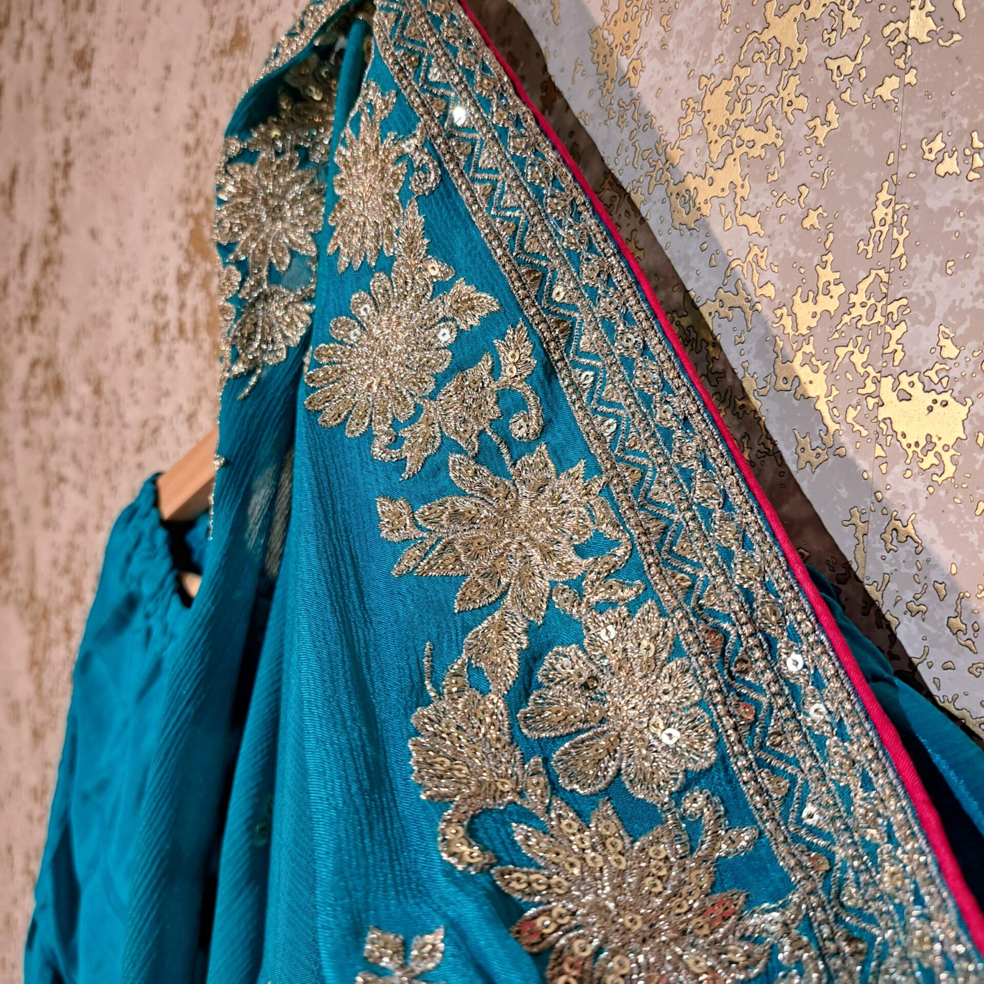 Designer Pink Firozi Salwar Suit With Dupatta Punjabi Party Wear Dresses Ladies Girls Ethnic Wear Indian Handmade Boutique - Image 9