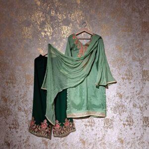 Designer Green Party Wear Palazzo Suit With Dupatta Dresses Ladies Girls Ethnic Wear Indian Handmade Boutique