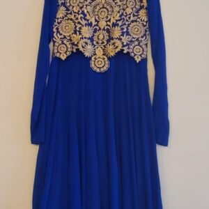 Royal Blue Gown Designer Embroidered Punjabi Party Dress Ladies Girls Ethnic Wear Indian Boutique