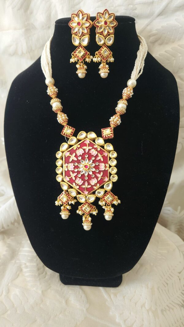 Indian Traditional Bollywood Fashion Kundan Bridal Jewelry Set with Earrings For Women