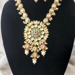 Indian Traditional Bollywood Fashion Kundan Bridal Jewelry Set with Earrings for Women