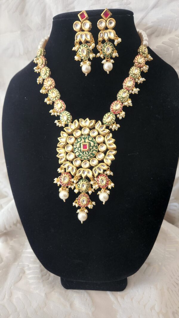 Indian Traditional Bollywood Fashion Kundan Bridal Jewelry Set with Earrings for Women