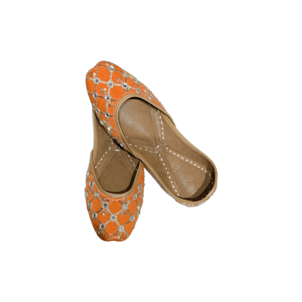 Pallavi Traditional Indian Punjabi Juttis Women Ladies Mojari Ethnic Shoes Handmade Orange Jutti Comfort Flat Shoes