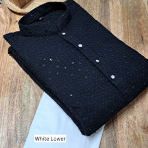 Chikankari Kurta - Midnight Black
