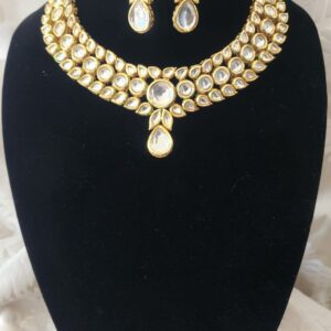 Indian Traditional Bollywood Fashion Kundan Bridal Jewelry Set with Earrings for Women