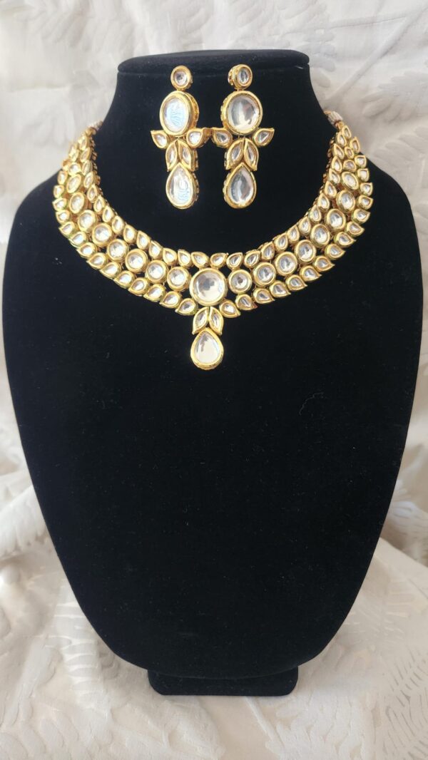 Indian Traditional Bollywood Fashion Kundan Bridal Jewelry Set with Earrings for Women