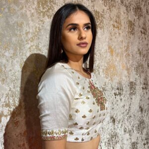 Ivory Silk Choli with Pink Silk Lehenga