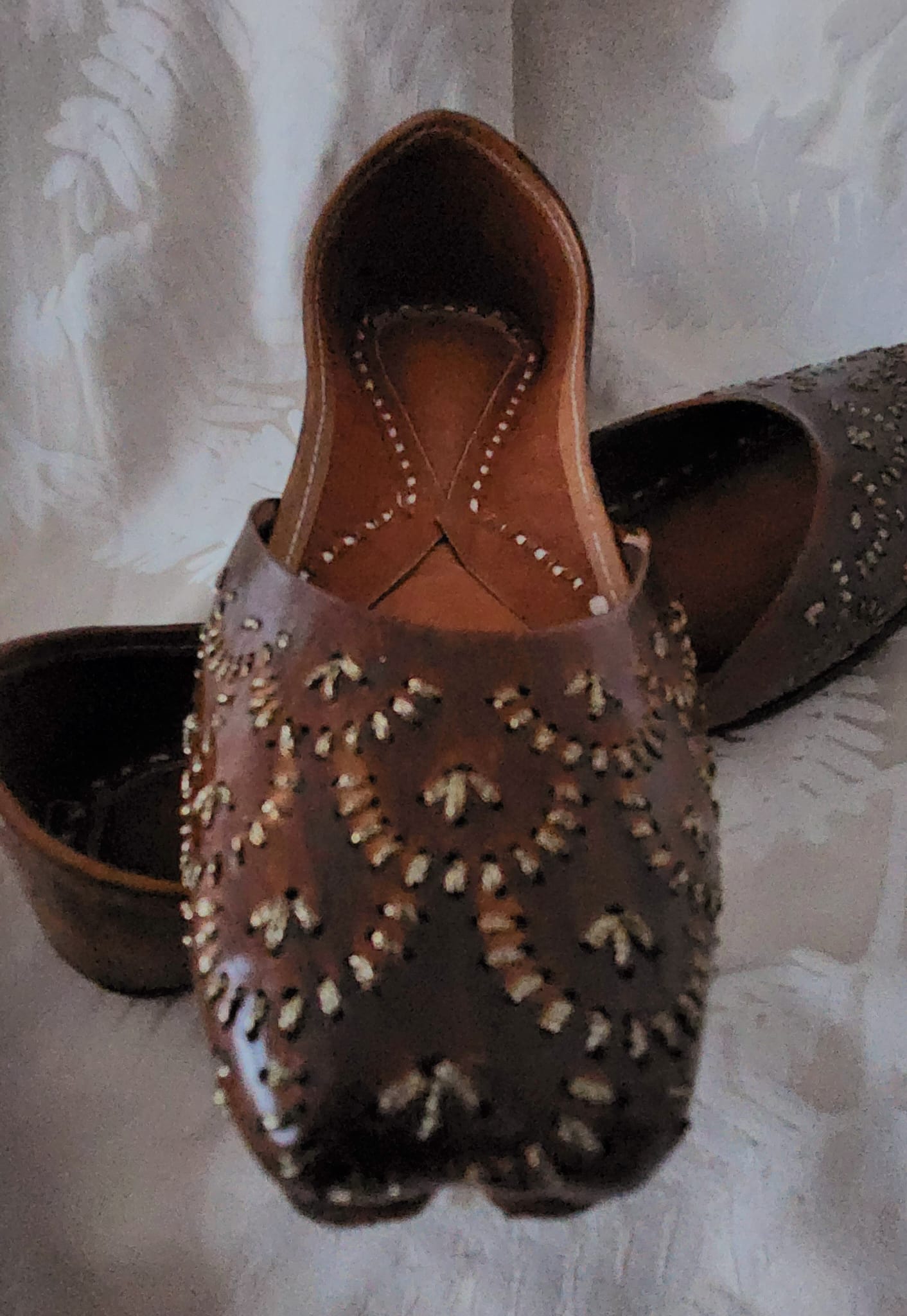 Traditional Indian Punjabi Juttis Women Ladies Mojari Ethnic Shoes Handmade Comfort Flat Shoes/Jutti Brown - Image 5