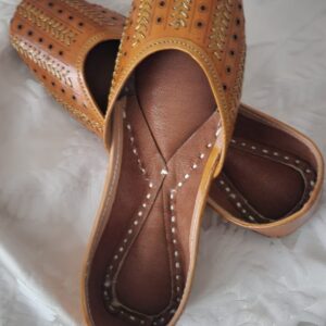 Traditional Indian Punjabi Juttis Women Ladies Mojari Ethnic Shoes Handmade Jutti Comfort Flat Brown