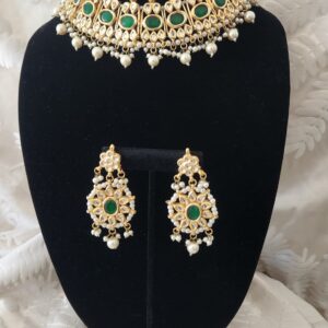 Indian Traditional Bollywood Fashion Kundan Bridal Jewelry Set with Choker Earrings For Women