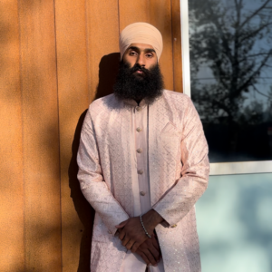 Men's Silk Kurta - Pajama Set with Long Jacket, Pocket Square and Golden Lotus Buttons in Blush Pink