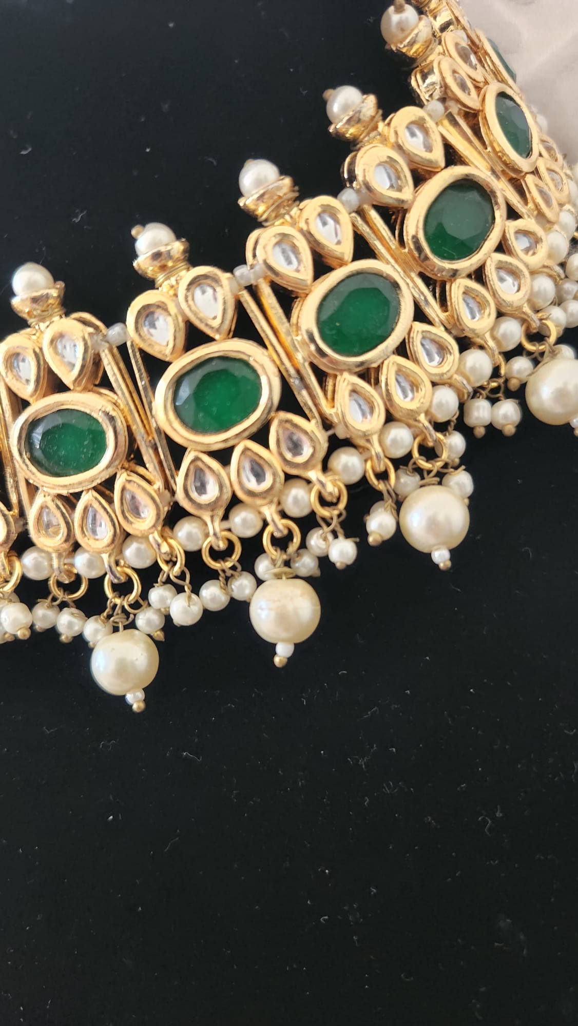 Indian Traditional Bollywood Fashion Kundan Bridal Jewelry Set with Choker Earrings For Women - Image 3