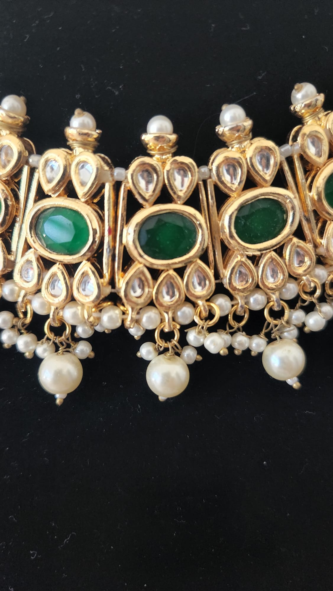 Indian Traditional Bollywood Fashion Kundan Bridal Jewelry Set with Choker Earrings For Women - Image 6