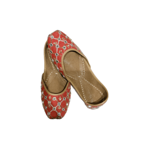 Traditional Indian Punjabi Juttis Women Ladies Mojari Ethnic Shoes Handmade Red Jutti Comfort Flat Shoes