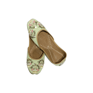 Traditional Indian Women Ladies Embroidered Punjabi Juttis Mojari Ethnic Shoes Handmade Pista Green Jutti Comfort Flat Shoes