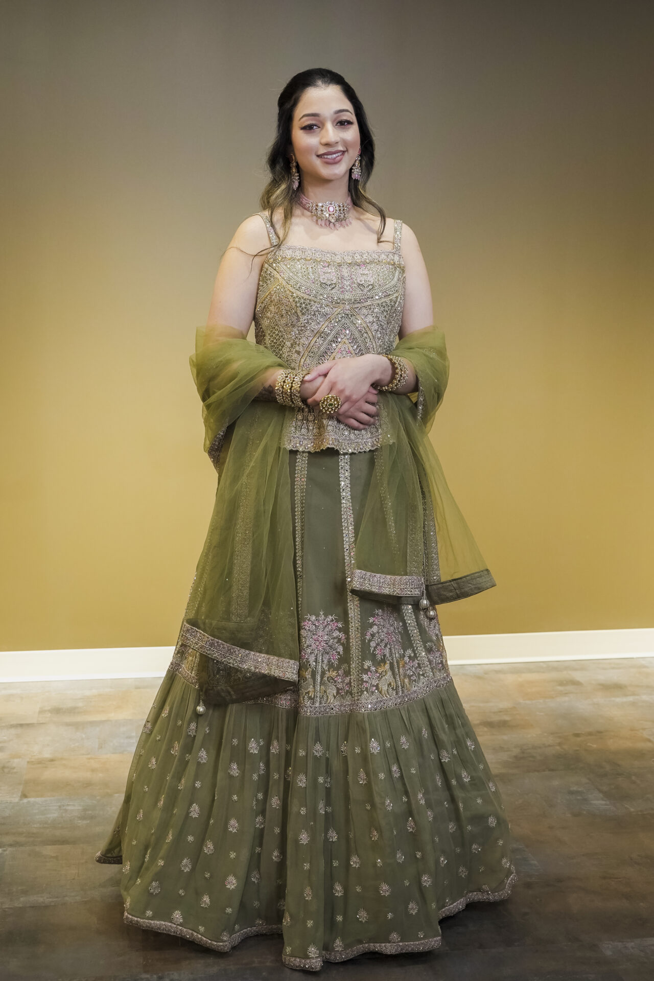 Green Designer Lehenga Choli Mehndi Sangeet Indo Western Partywear Dresses Ladies Girls Ethnic Wear Indian Boutique - Image 6