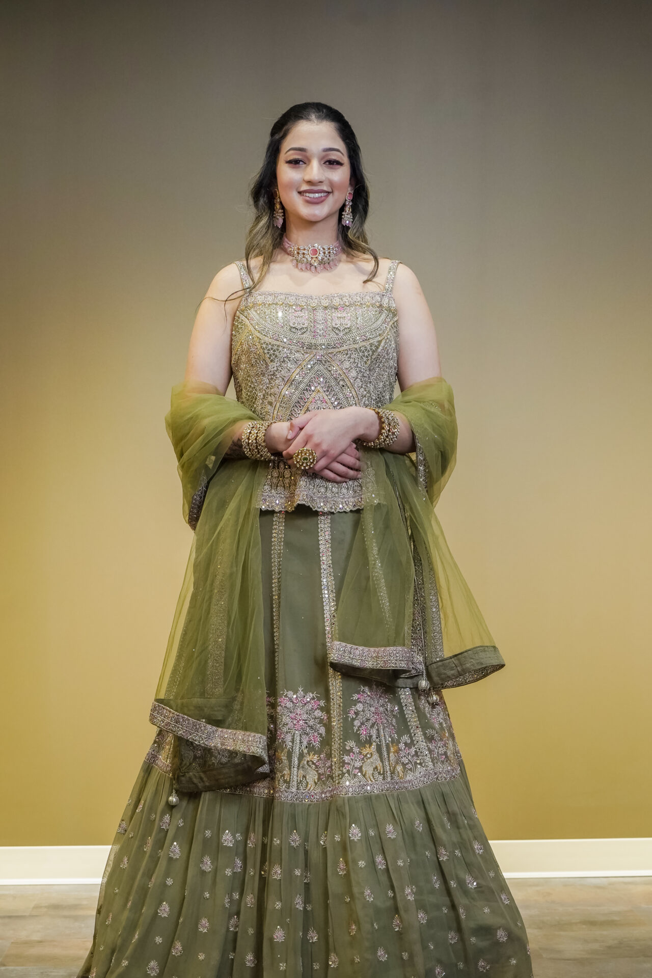 Green Designer Lehenga Choli Mehndi Sangeet Indo Western Partywear Dresses Ladies Girls Ethnic Wear Indian Boutique - Image 7