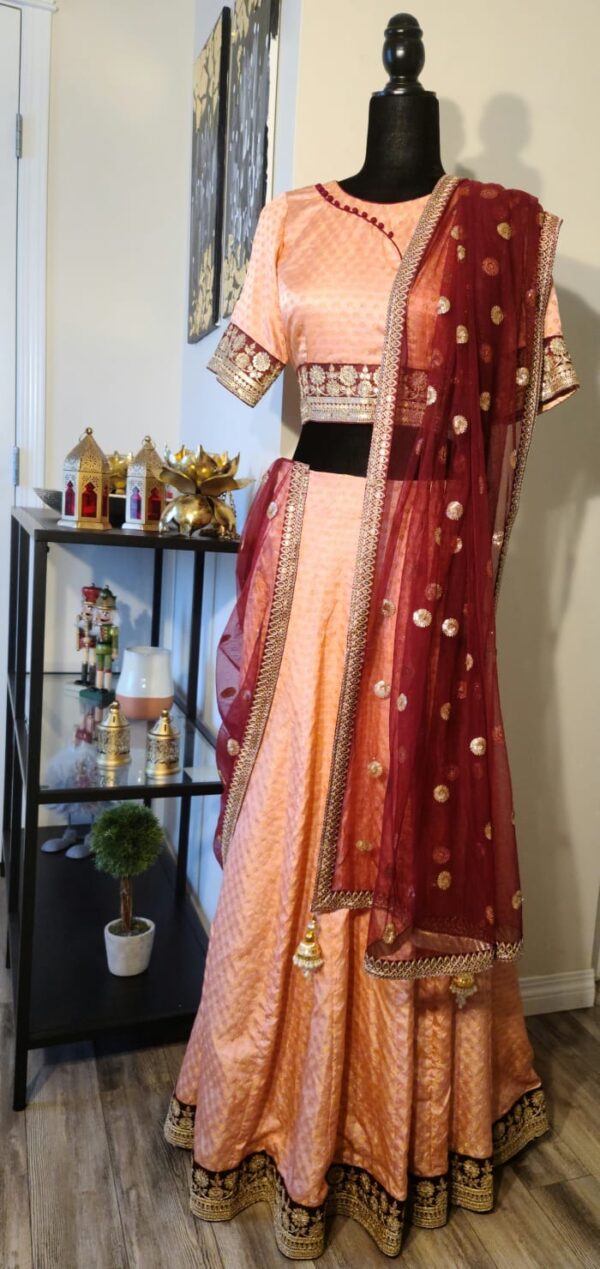 Rose Gold Pink Party Wear Lehenga Choli- Pallavi Bridal Couture
