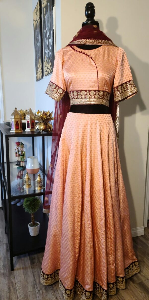 Rose Gold Lehenga Choli Wedding Partyware Indian Dress Ladies Girls Handmade Indian Boutique