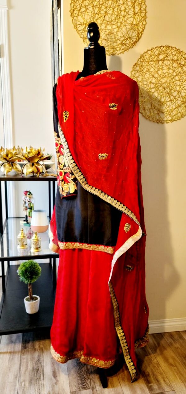 Red Black Designer Palazzo Suit with Dupatta Punjabi Party Wear Dresses Ladies Girls Ethnic Wear Indian Handmade Boutique