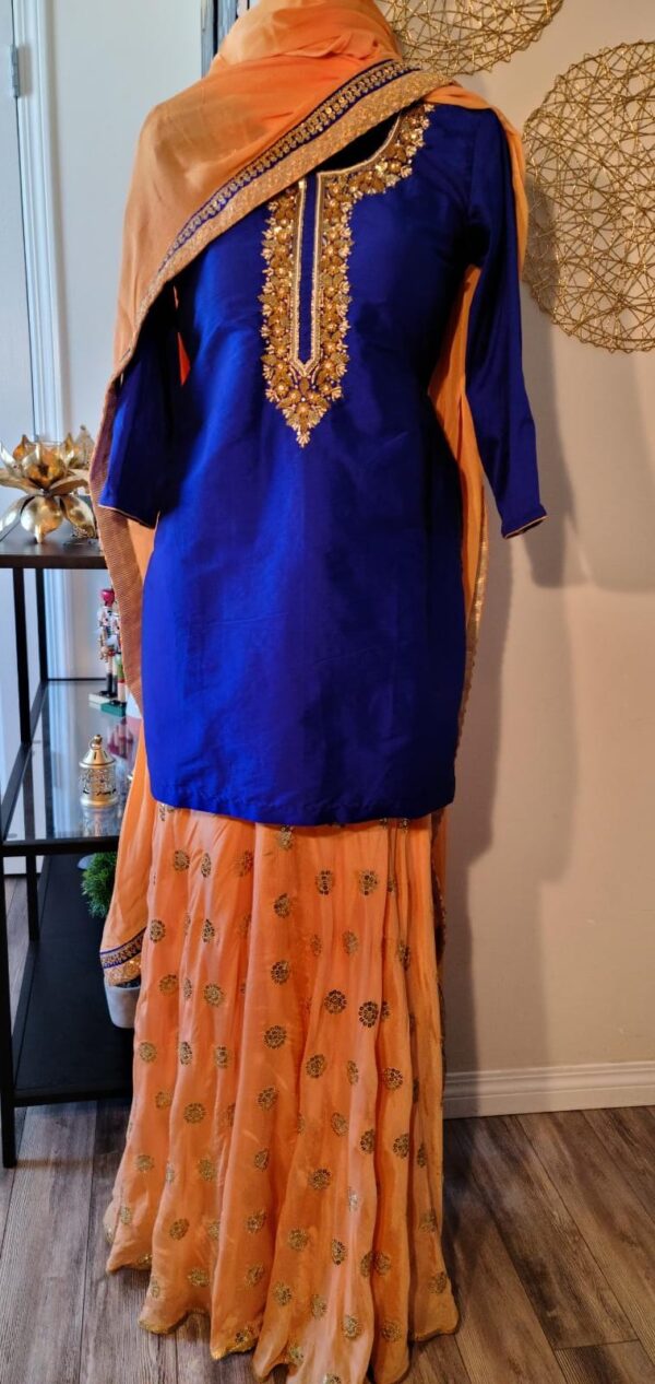 Blue & Peach Designer Palazzo Suit with Dupatta Punjabi Party Wear Dresses Ladies Girls Ethnic Wear Indian Handmade Boutique
