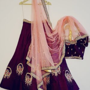 Designer Wine Lehenga Punjabi Party Wedding Dress Ladies Girls Ethnic Wear Indian Boutique