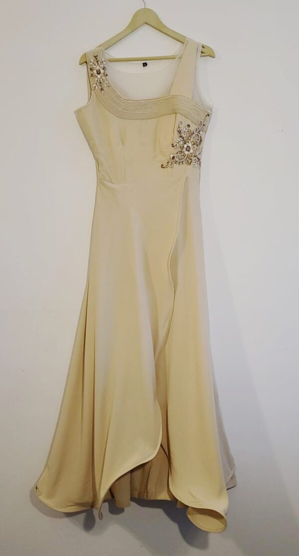 Beige Gown Designer Punjabi Party Wear Dresses Wedding Receptions for Ladies Girls Indian Handmade Boutique