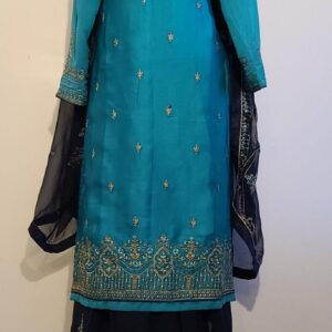 Firozi & Navy Blue Designer Palazzo Suit with Dupatta Punjabi Party Wear Dresses Ladies Girls Ethnic Wear Indian Handmade Boutique