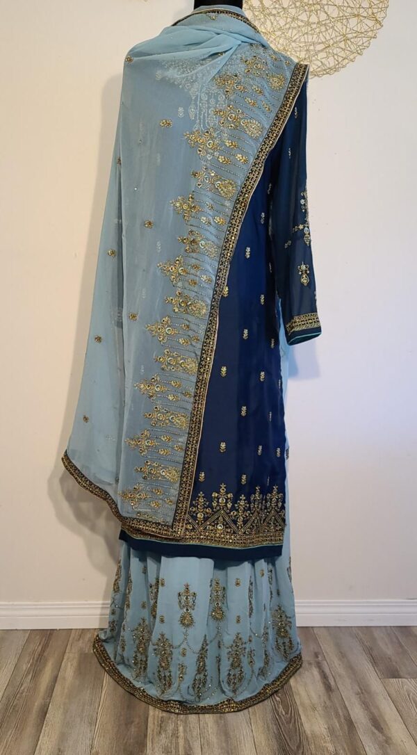 Designer Palazzo Suit with Dupatta Punjabi Party Wear Dresses Ladies Girls Ethnic Wear Indian Handmade Boutique Navy Blue