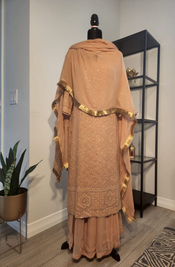 Beige Designer Palazzo Suit with Dupatta Punjabi Party Wear Dresses Ladies Girls Ethnic Wear Indian Handmade Boutique