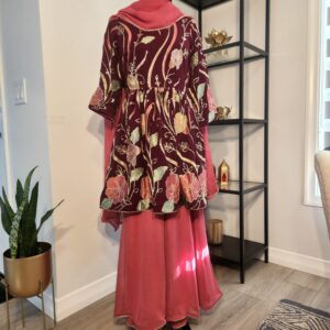 Wine & Peach Designer Palazzo Suit with Dupatta Punjabi Party Wear Dresses Ladies Girls Ethnic Wear Indian Handmade Boutique